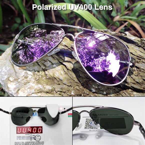 Polarized Aviator Sunglasses Metal UV400 UV Protection for Men Women Outdoor - Picture 4 of 7